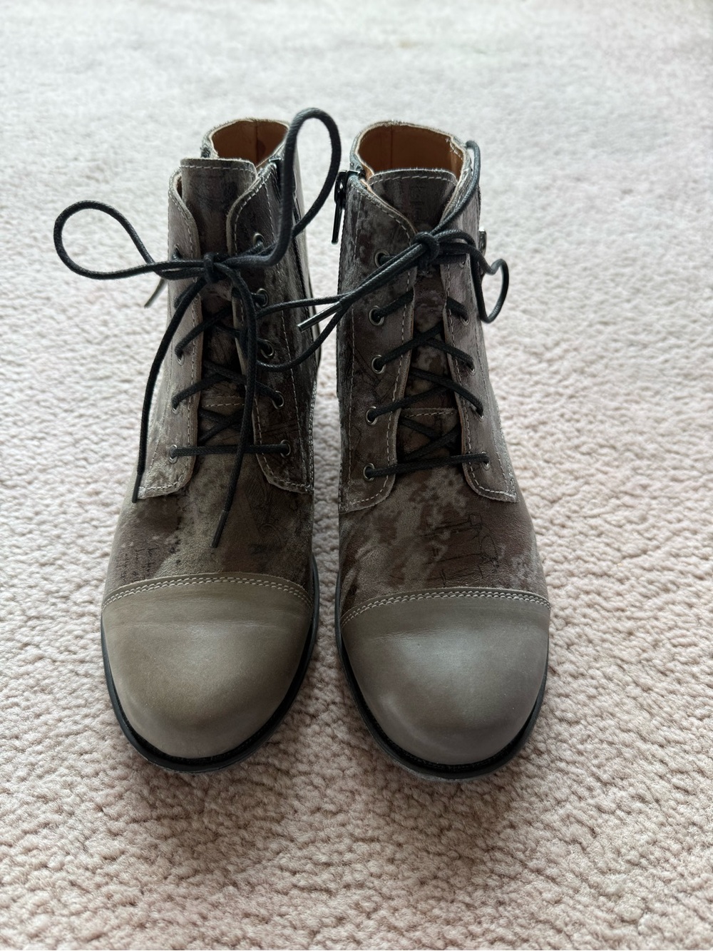 Women’s Gray Lace-Up Ankle Boots
